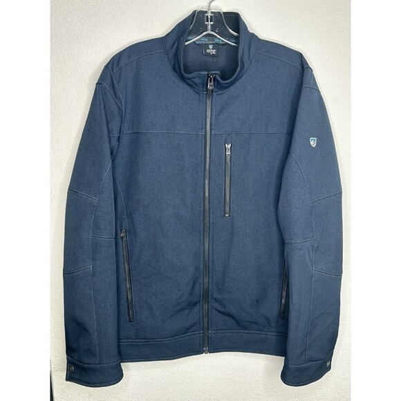 Kuhl Jacket Mens Medium Blue Softshell Full Zip Performance Outdoor Coat Hiking - Picture 1 of 15